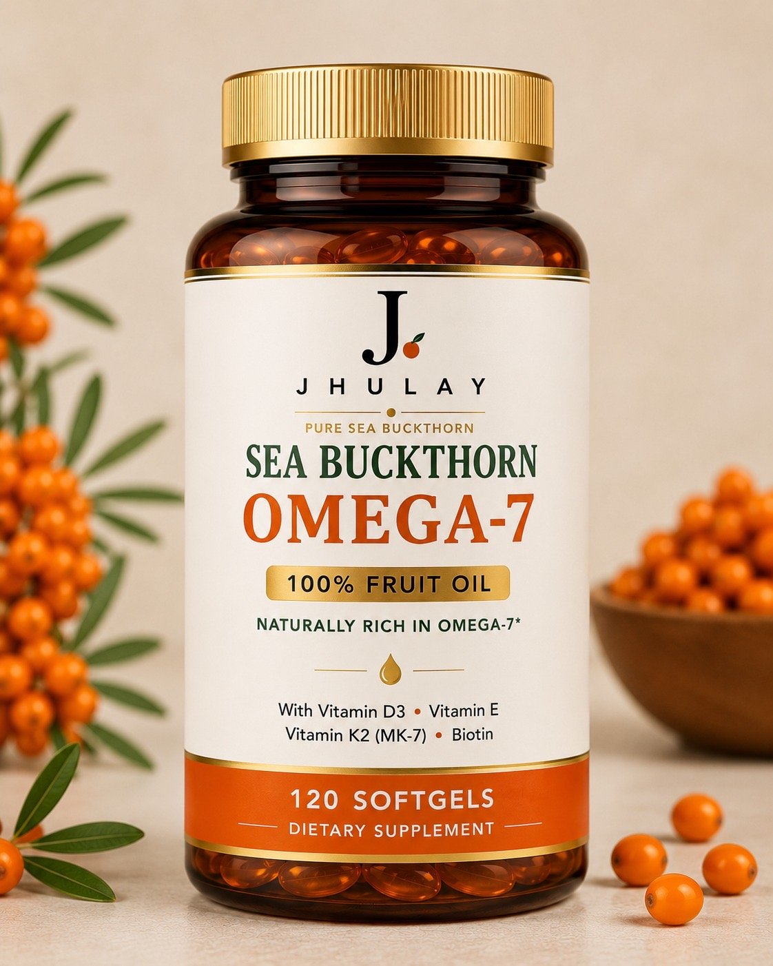 JHULAY Sea Buckthorn Omega-7 Softgels